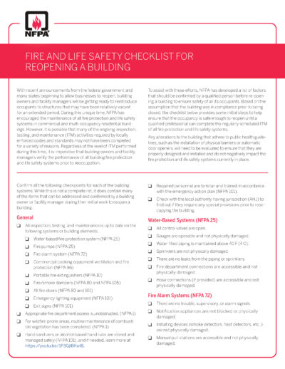 NFPA: Fire and Life Safety Insights for Reopening Buildings - I Dig ...