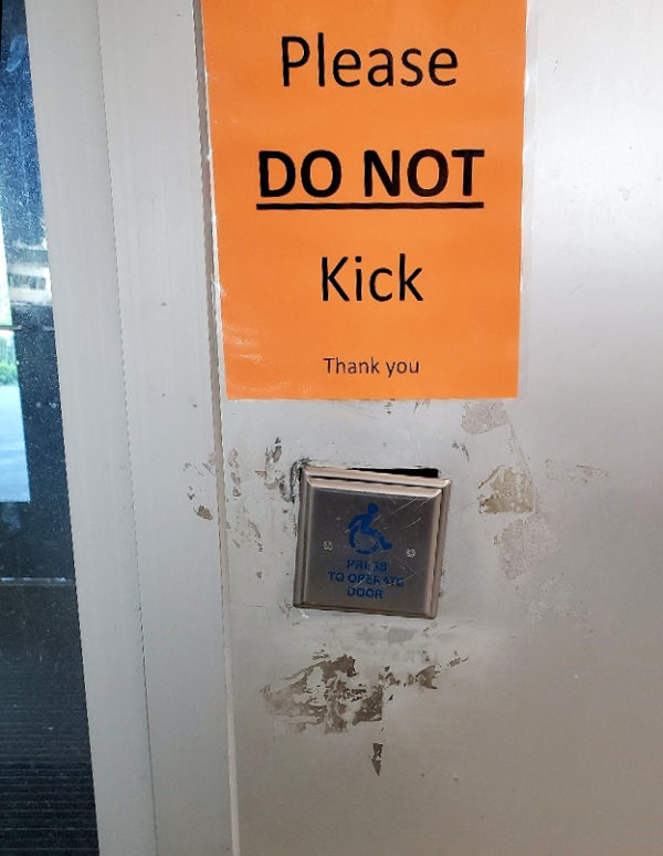 PSA "Please don't kick automatic door buttons." I Dig Hardware