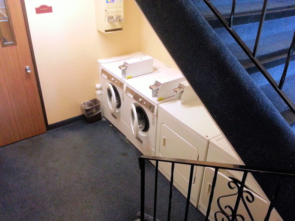 Washers and dryers by a fire door