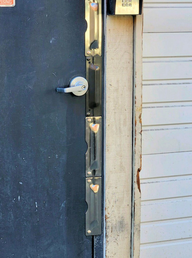 Door with moved handle