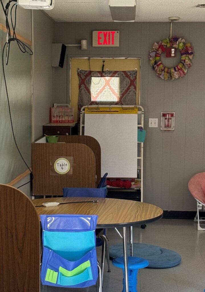 Joe Hendry of Navigate360 sent me today's WW photo, taken in a school classroom.  Clearly, it is a marked exit that is blocked, but is this exit required?  Tell me what you think.
