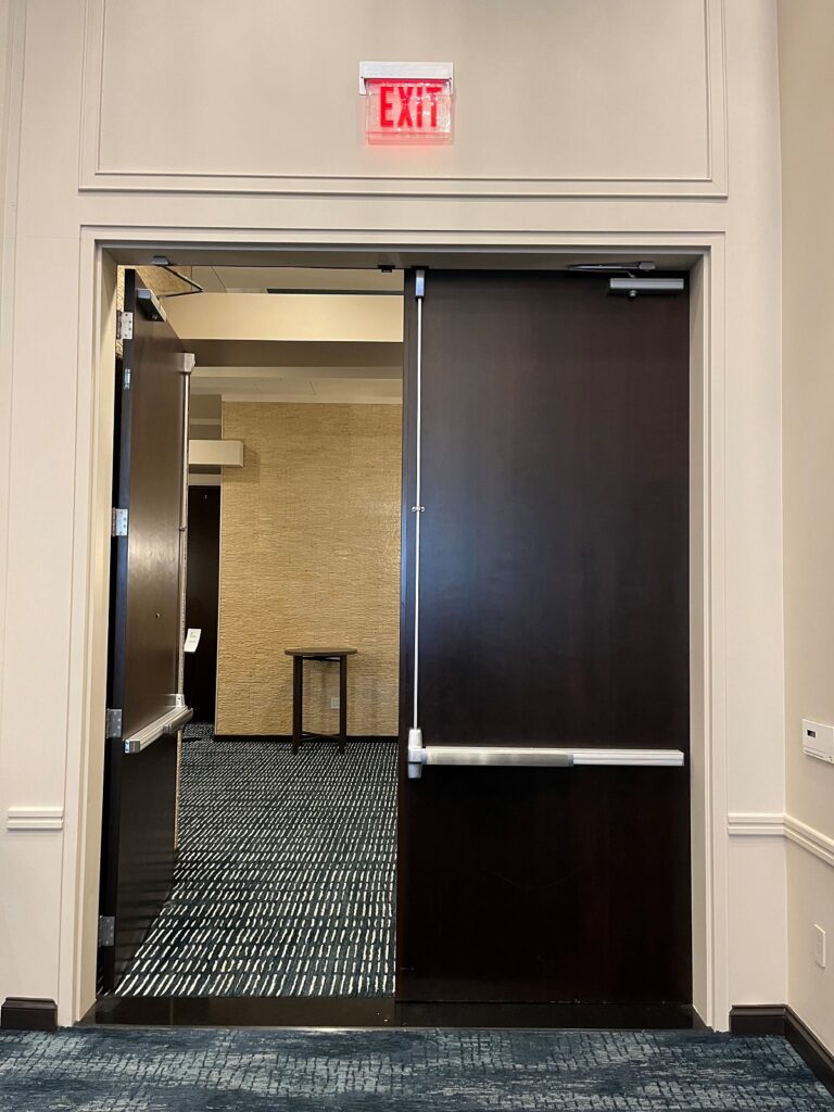 I've noticed a few interesting door openings around the hotel where this week's BHMA meetings are being held, and these doors in particular illustrated something I hadn't really thought about before.