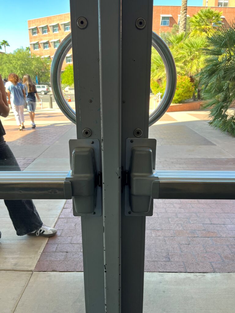 I saw the door in today's Fixed-it Friday photo on a university campus recently.  The 