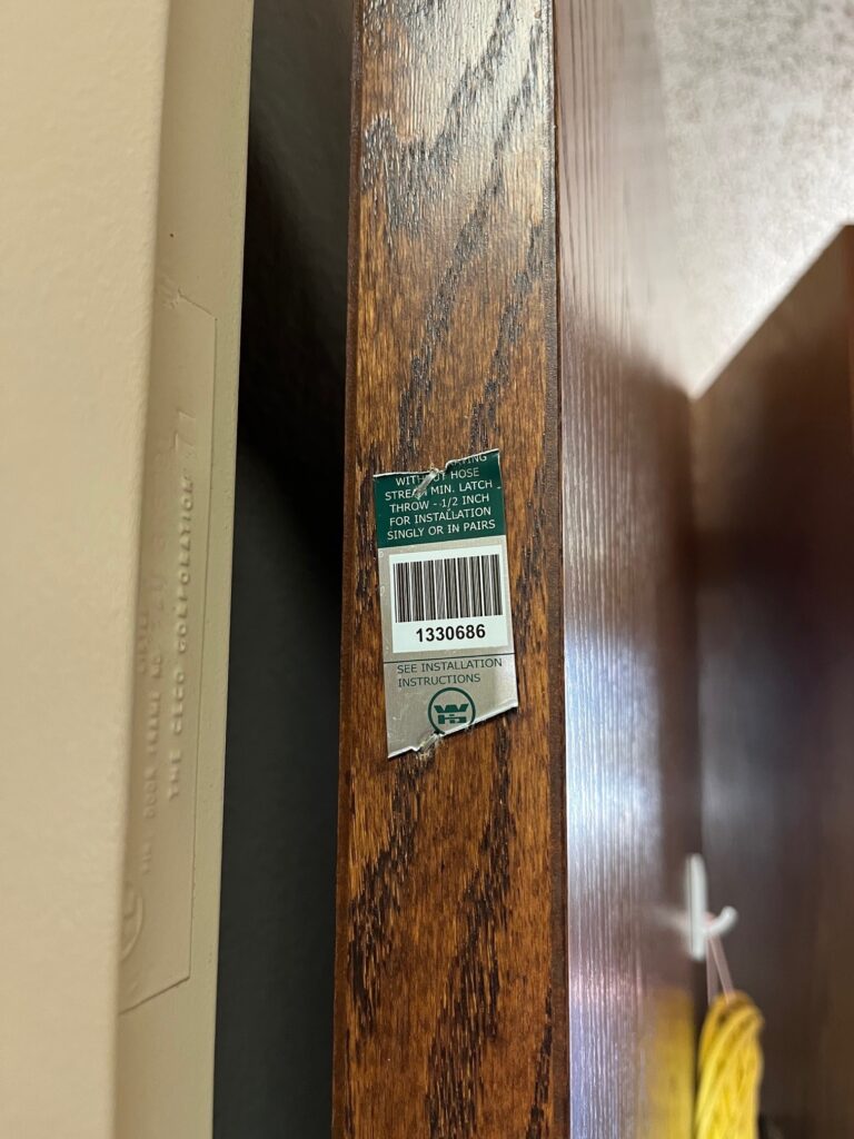 An AHJ sent me this photo from a fire door in a health care facility, and as you can see, a portion of the fire door label is missing.  Check out what makes this a great Wordless Wednesday example...