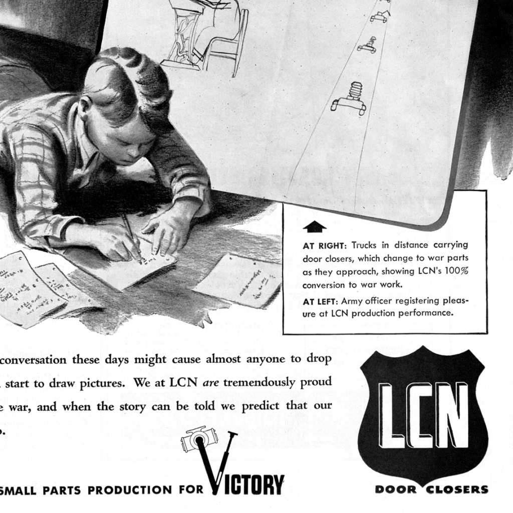 If you have been reading iDigHardware for a long time, this 1943 LCN ad from Architectural Record might remind you of a story that one of my own kids wrote back in 2010 - she's now 23 years old!   