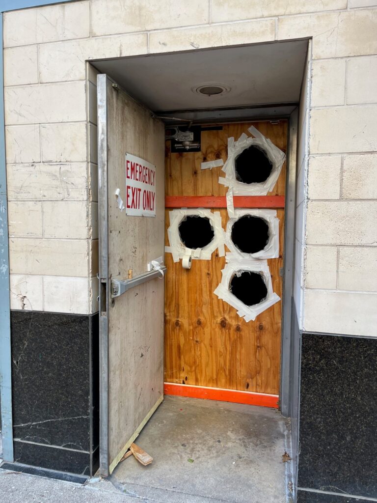 My daughter spotted this Fixed-it Friday door modification on the streets of Fort Worth - and check out the door closer - an old LCN potbelly on a corner bracket!