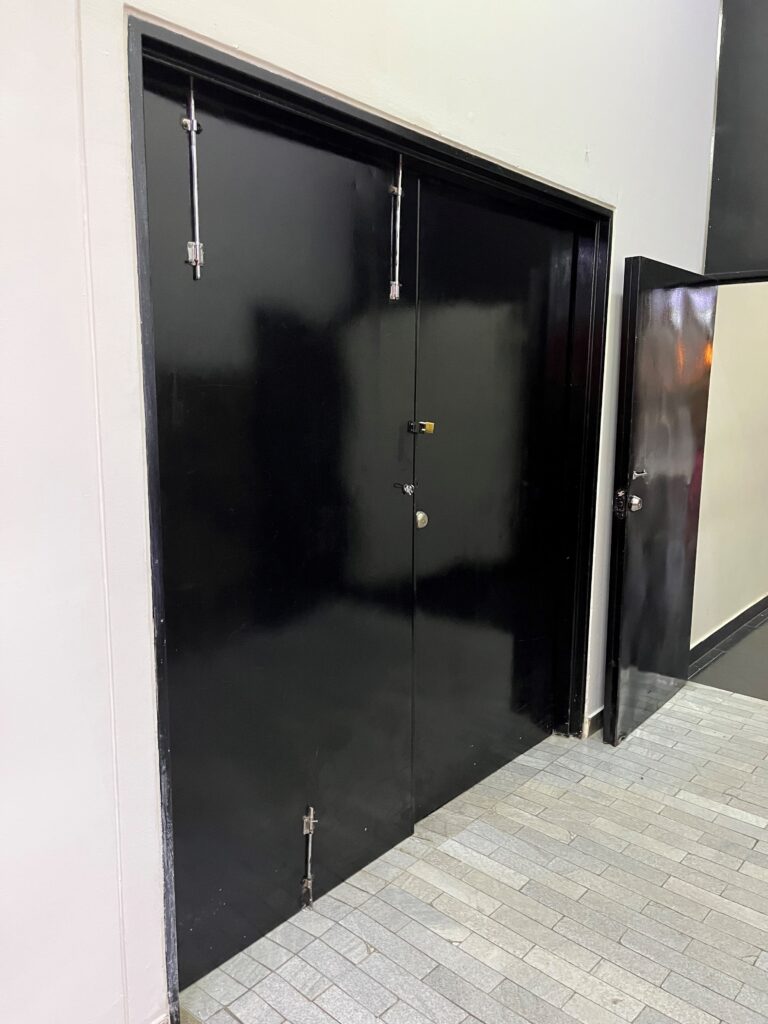 Even though this room (likely a storage or mechanical room) may not normally be occupied, this locking method would not comply with the US model codes.  #wordless