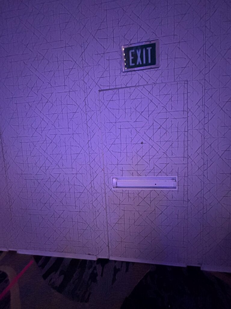 I'm guessing this is how this folding partition and door were manufactured - unlike many door issues that happen in the field.  What do you think?  Is the door distinguishable enough to be code-compliant?
