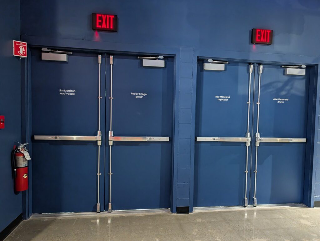I love this Fixed-it Friday photo, sent by JB Ford of PSI Doors and Hardware.  It was taken in a really cool entertainment venue in Natick, Massachusetts.  Zoom in!