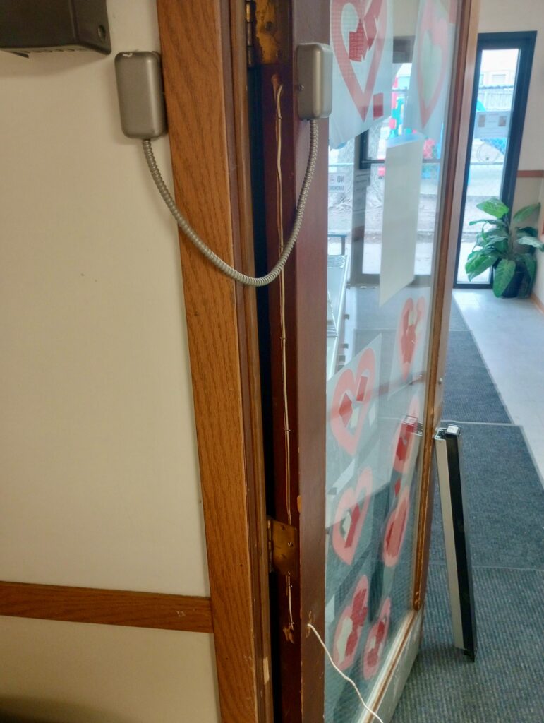 Bass Security was called out to this site because the electrified panic hardware was no longer working, and this Fixed-it Friday photo shows what they found.  YIKES!