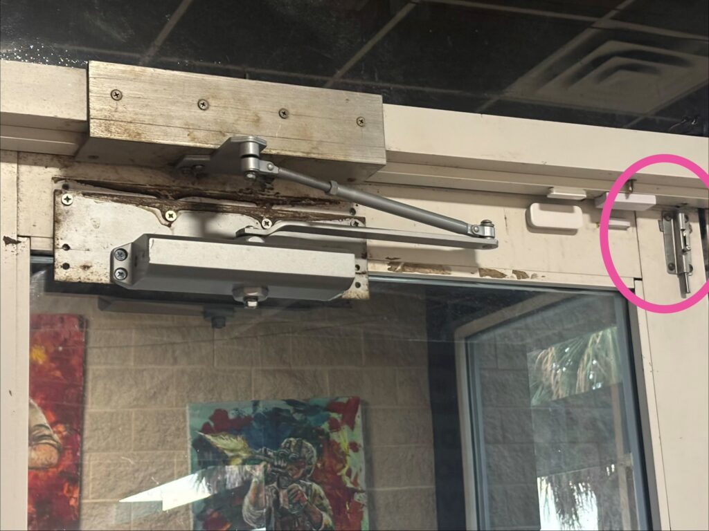 Today's Fixed-it Friday photo features some creative reinforcements/cover plates/drop plates on an opening that looks like it has seen more than its share of closer replacements.